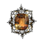 Victorian silver, gold, topaz and diamond brooch centering ... | JEWE…