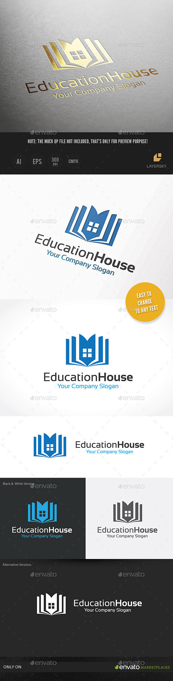 教育的房子——建筑标志模板Educati...