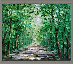 原创油画，油画，手绘，陷害厚涂颜料油，准备挂，巨大的36''x30'调色刀画山水福斯特