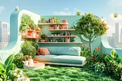 3D家居电商模型户外场景