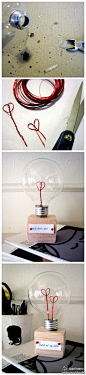 灯泡DIY——心心相印~~>>>更多有趣内容，请关注@美好创意DIY