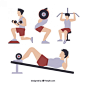 Men practicing exercise Free Vector