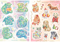 stickers ILLUSTRATION  Digital Art  stationery design Procreate bookmark notebook design keychain