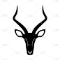 黑斑羚羊头图标，矢量插图
