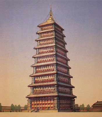 杨鸿勋手绘北魏洛阳永宁寺塔复原图