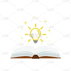 打开书与灯泡的概念，可以使用，登陆页，模板，ui，移动应用程序，海报，横幅，传单。矢量插图。