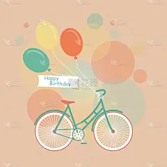 生日,可爱的,明信片,脚踏车,请柬,贺卡,古老的,花,问候,庆祝