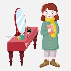 妇女节拿着图书的女孩图片大小3000x3000px 图片尺寸1.58 MB 来自PNG搜索网 pngss.com 免费免扣png素材下载！妇女节人物插画#黄色的围巾#卡通手绘#漂亮的小女孩#