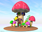 卡通场景《蘑菇城堡》C4D模型 Mushroom Castle 3D model 游乐场,蘑菇城堡,小女孩,卡通植物,卡通蘑菇 3D模型 C4D之家 C4D.CN