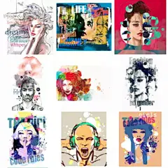 新创意★手绘女孩头像插画海报请柬卡片背景图案 EPS矢量设计素材-淘宝网