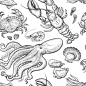 手绘素描农场海鲜鸟螃蟹牛马鱼羊鱿鱼动物矢量AI素材高清JPG图片 (1)