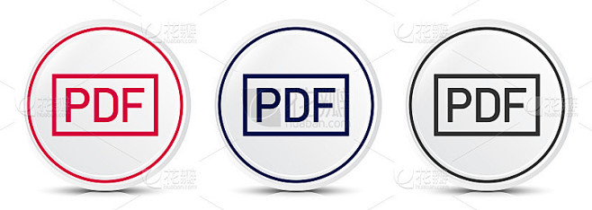 PDF图标水晶扁圆形按钮设置插图设计