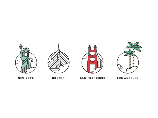 世界名筑图标City illustrat...