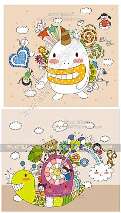 46张超可爱手绘卡通Q版小朋友幼儿园素材早教 矢量源文件 ai eps-淘宝网