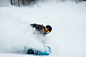 A man drifting through a snow trail at Revelstoke Mountain Resort