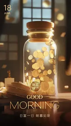 金融保险日签问候正能量创意手机海报