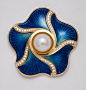 De Vroomen-   South-Sea pearl with Enamel  A wonderful example of the repoussé process combined with subtly graduated enamel.: 