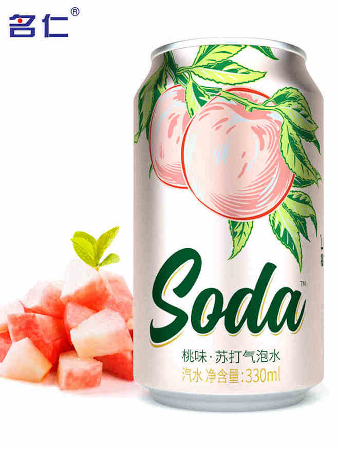 名仁苏打水饮料苏打汽水无糖桃味气泡水diy饮料12罐tmallcom天猫