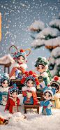 3D Q版戏曲人物玩偶手机壁纸