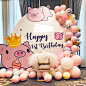 小猪主题场景布置百日宝宝宴一周岁生日布置装饰派对背景舞台KT板-淘宝网