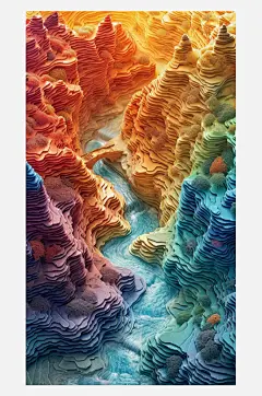 数字珐琅高山流水千里河山-众图网