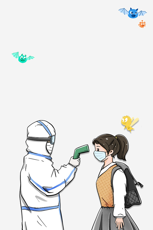 疫情手绘医生手绘人物蝙蝠蜜蜂免抠素材 页...