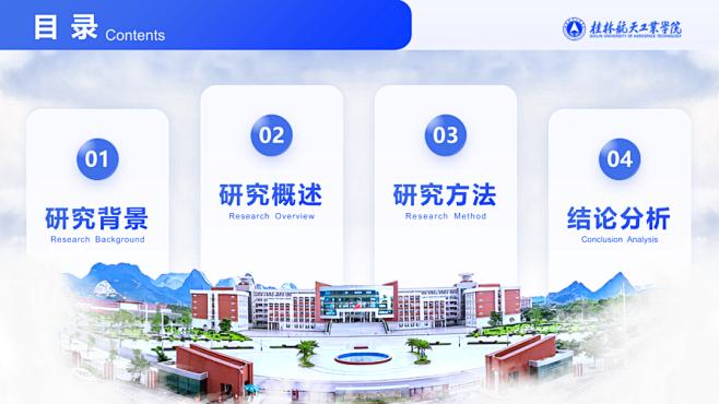 学校 蓝色 4点 PPT目录页 @多梦P...