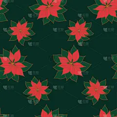 圣诞用一品红植物无缝图案