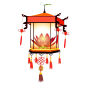 中国风中式新年新春喜庆红灯笼透明免抠PNG图案 PS合成设计素材 (125)