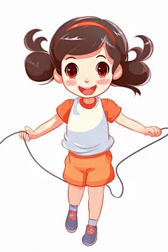 趣味运动漫画女孩体育卡通跳绳图片插画