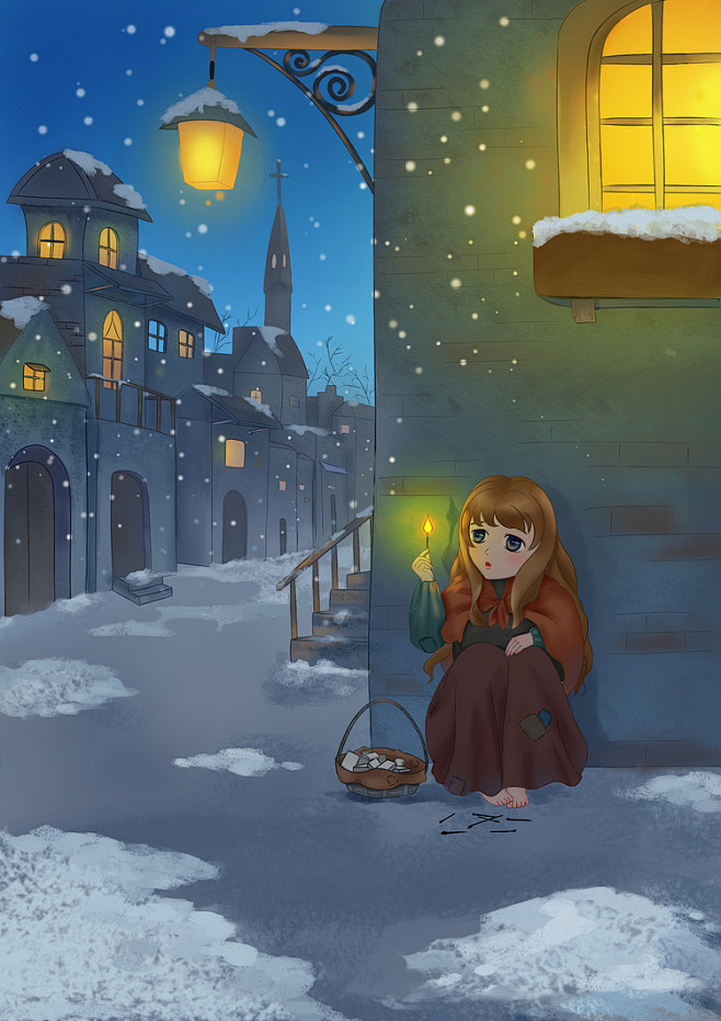 卖火柴的小女孩桐画原创作品涂鸦王国