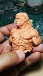 Lena, primal female , Raul Garcia Latorre : Lena is a work done last year for printing as a 1:10 bust and 75mm miniature, so the detail level is just for that scale. I sculpted her as bust first and then I was asked for the figure so I had to develop the 