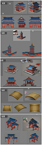 游戏美术素材 低模手绘写实Unity3d手游素材 日式卡通Q版建筑植物山石 3D场景模型贴图 3dmax源文件 图集 原画3D参考