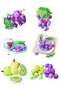 手绘卡通葡萄水果健康植物美食食物