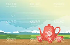 Ai矢量茶元素背景  - 源文件下载【酷图网】茶壶,茶杯,古韵,中国风,茶文化,茶叶包装,茶韵,茶具,茶展板,农场,农田,茶山,茶园,田野,麦田,农田插画,茶园插画,茶声,田野插画,设计,广告设计,海报设计,AI,风景,茶园风景,草地,茶山风光,绿茶,茶,采茶,茶叶,茶叶树,种茶,自然风景,自然景观,自然风光