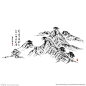 四月中国风山水手绘素材