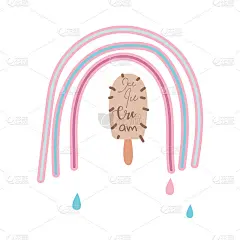 冰淇淋潮人流行艺术插画矢量。t恤夏日趣味设计理念。