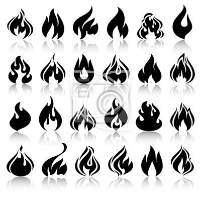 Fire flames, set ico...