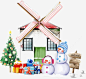 卡通圣诞房子png免抠素材_新图网 https://ixintu.com 卡通 圣诞节 雪人 圣诞树