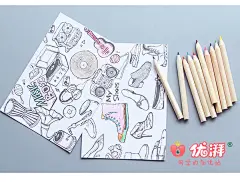 优湃●涂色明信片套装 手绘创意减压涂鸦填色生日贺卡 赠彩色铅笔-淘宝网