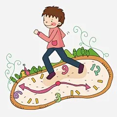 在时间上行走免抠素材_新图网 https://ixintu.com 创意 手绘 拟物化 插画 时钟