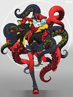 海洋动物，章鱼，软体动物，触手，客气，欧美风，绘画