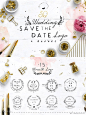 %name 30款预留时间花环徽章Logo模板 30 Save the Date Wreath Logo