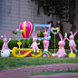 户外卡通兔子玻璃钢雕塑商场幼儿园座椅拍照大摆件热气球装饰模型-淘宝网
