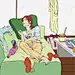 手绘插图躺在沙发睡着的女孩 免费下载 页面网页 平面电商 创意素材
