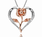 Amazon.com: Klurent Heart Rose Pendant Necklace, 14K White Gold and Rose Gold 5A Cubic Zirconia Rose Flower Necklace Jewelry with Gift Box for Women Mom Girlfriend Wife: Jewelry