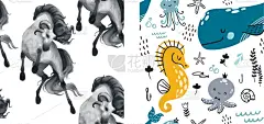 恶作剧,水下,乱画,式样,平坦的,可爱的,华丽的,野生动物,壁纸,哺乳纲