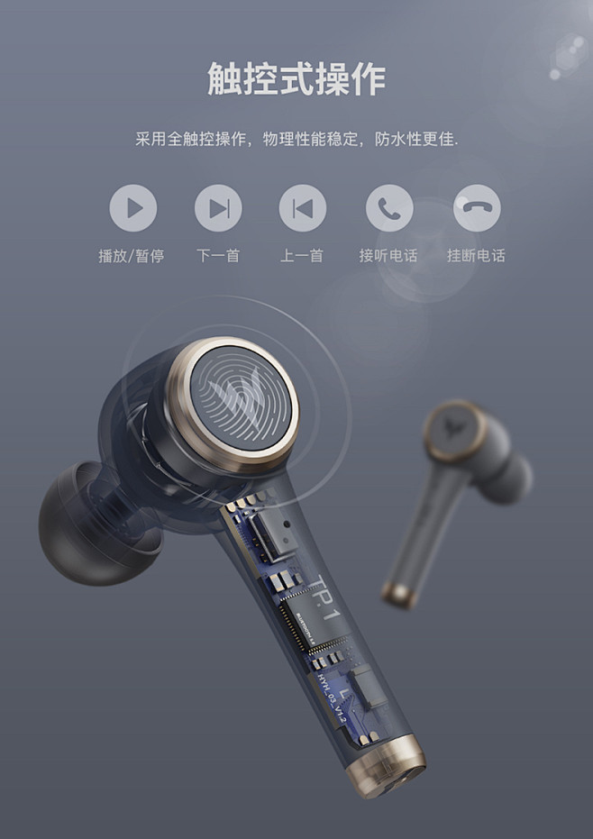 威泽TP1真无线蓝牙耳机双耳5.0跑步运...