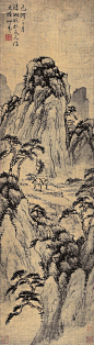 石涛——无题 山水立轴欣赏  |  
明末清初|石涛(1642-1708)，原姓朱名若极，桂林人祖籍凤阳，小字阿长，僧法号元济、原济，自称苦瓜和尚。别号枝下叟、济山僧、石道人、一枝阁、大涤子、清湘老人、瞎尊者等。与弘仁、髡残、朱耷合称"清初四僧"。工诗善书画山水兼兰竹。广师历代画家之长。是中国绘画史上一位十分重要人物。