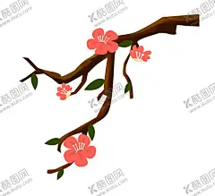 手绘桃花 【酷图网】唯美,手绘,桃花,桃花枝,桃花树,古风,水彩手绘